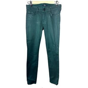 7 FOR ALL MANKIND Women's The Skinny Coated Ankle Jeans Green Size 27